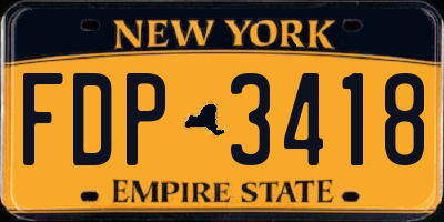 NY license plate FDP3418