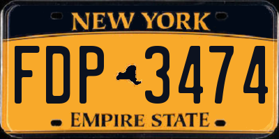 NY license plate FDP3474