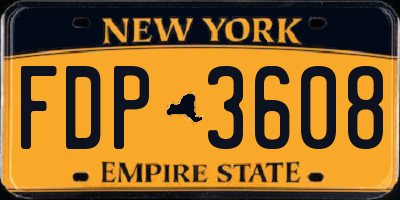 NY license plate FDP3608