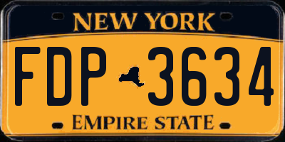 NY license plate FDP3634