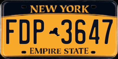 NY license plate FDP3647