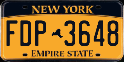 NY license plate FDP3648