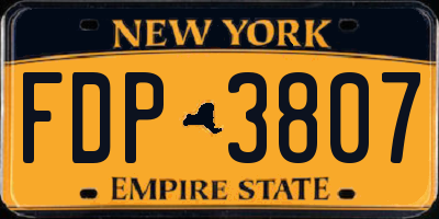 NY license plate FDP3807