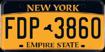 NY license plate FDP3860