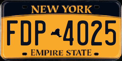 NY license plate FDP4025