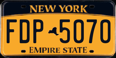 NY license plate FDP5070
