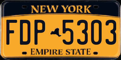 NY license plate FDP5303