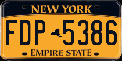 NY license plate FDP5386