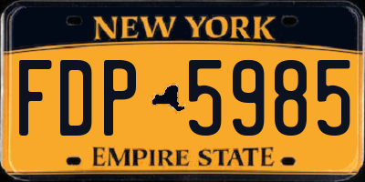 NY license plate FDP5985