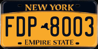 NY license plate FDP8003