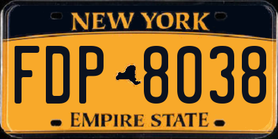 NY license plate FDP8038