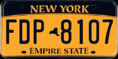 NY license plate FDP8107