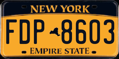 NY license plate FDP8603