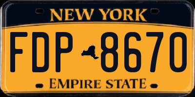 NY license plate FDP8670