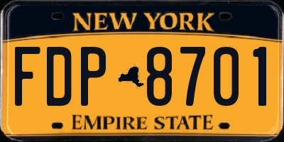 NY license plate FDP8701