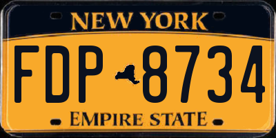 NY license plate FDP8734