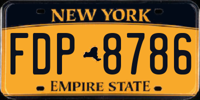 NY license plate FDP8786