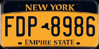 NY license plate FDP8986