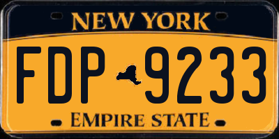 NY license plate FDP9233