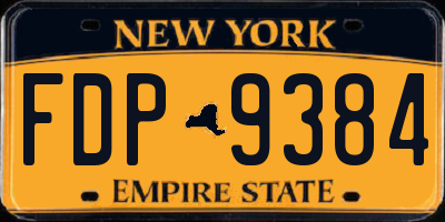 NY license plate FDP9384