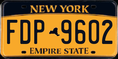 NY license plate FDP9602