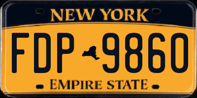 NY license plate FDP9860