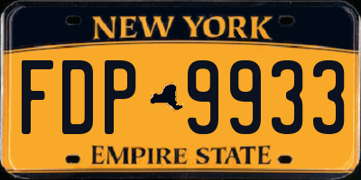NY license plate FDP9933