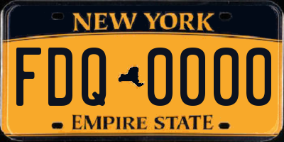 NY license plate FDQ0000