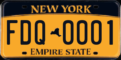 NY license plate FDQ0001