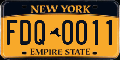 NY license plate FDQ0011