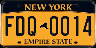 NY license plate FDQ0014