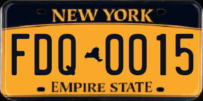 NY license plate FDQ0015