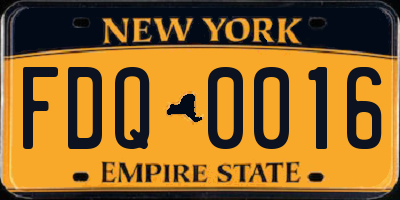 NY license plate FDQ0016