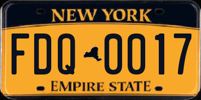 NY license plate FDQ0017
