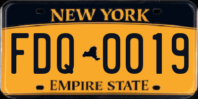 NY license plate FDQ0019