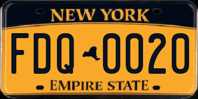 NY license plate FDQ0020