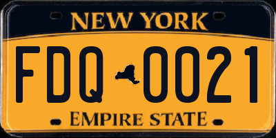 NY license plate FDQ0021