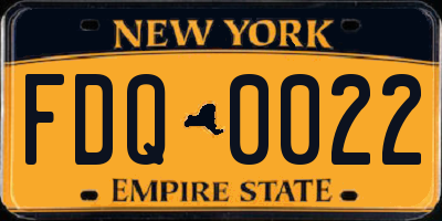 NY license plate FDQ0022