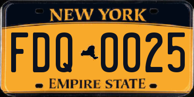 NY license plate FDQ0025
