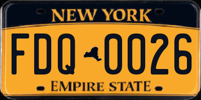 NY license plate FDQ0026