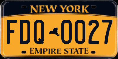 NY license plate FDQ0027