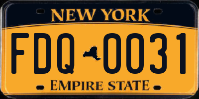 NY license plate FDQ0031