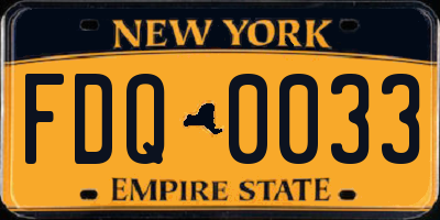 NY license plate FDQ0033
