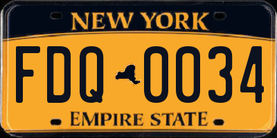 NY license plate FDQ0034