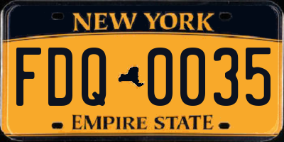 NY license plate FDQ0035
