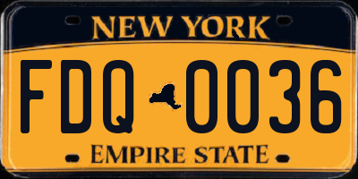 NY license plate FDQ0036