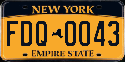 NY license plate FDQ0043