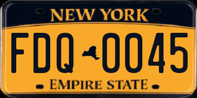 NY license plate FDQ0045