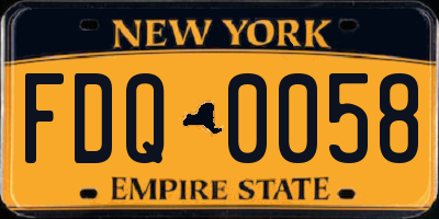 NY license plate FDQ0058