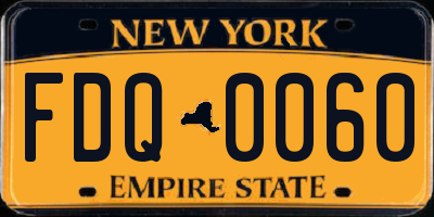 NY license plate FDQ0060